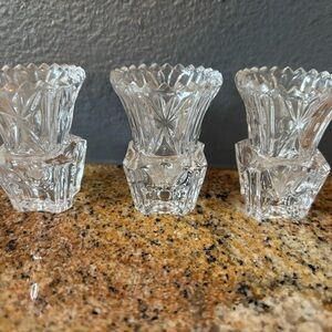 Elegant Crystal candle / toothpick holders set of 3